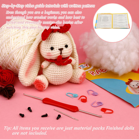 Bunny doll handmade knitting material kit