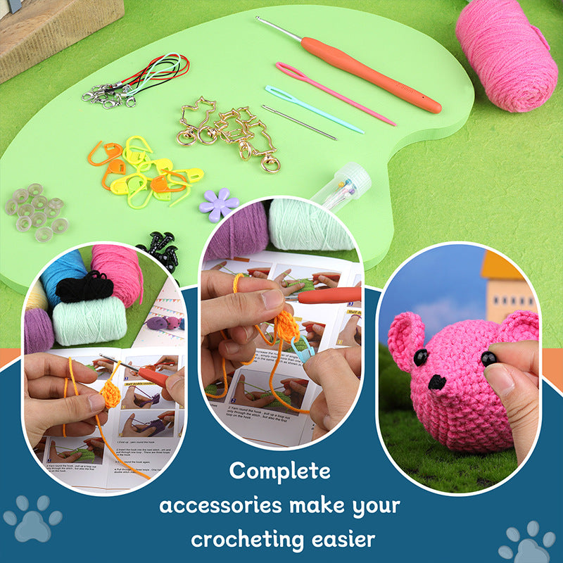 Colorful Mouse Doll Handmade Knitting Material Kit