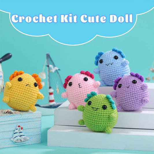 Cute doll fire lizard keychain pendant handmade knitting material kit