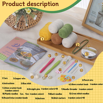 Creative sunflower coasters hand knitting material package
