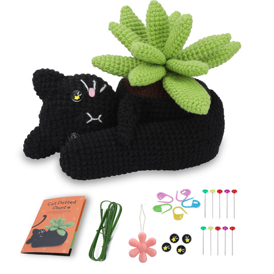 Cat Potted Plant Doll Hanging DIY Handmade Knitting Material Kit