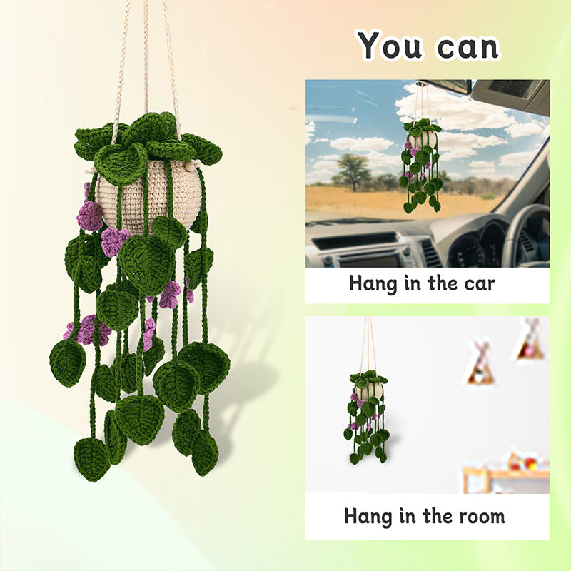 Purple Flower Vine Hanging Basket DIY Handmade Knitting Material Kit